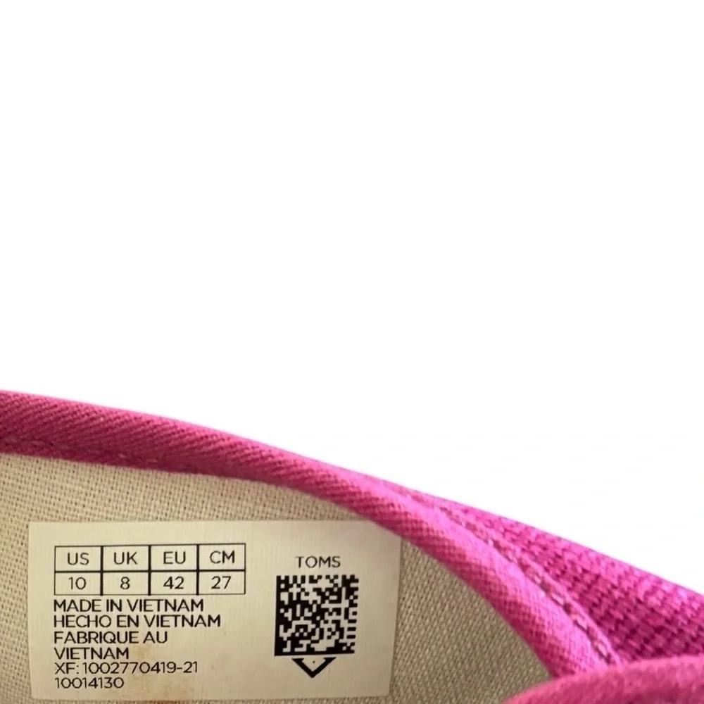 TOMS Womens Clemente Sneakers Flats Shoes Size 10M Casual Dk Pink Casual Beach